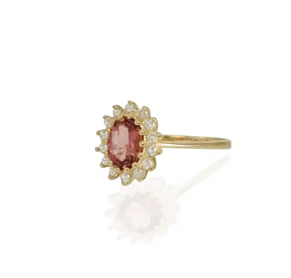 טבעת דיאנה רובי, טבעת יהלומי מעבדה, טבעת זהב עם אבן חן, טבעת זהב עם אבן אדומה לאישה, טבעת זהב CVD,