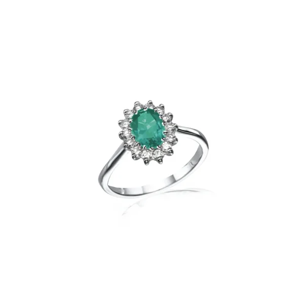 טבעת דיאנה אמרלד, טבעת יהלומי מעבדה, טבעת זהב עם אבן חן, טבעת זהב עם אבן ירוקה לאישה, טבעת זהב CVD,